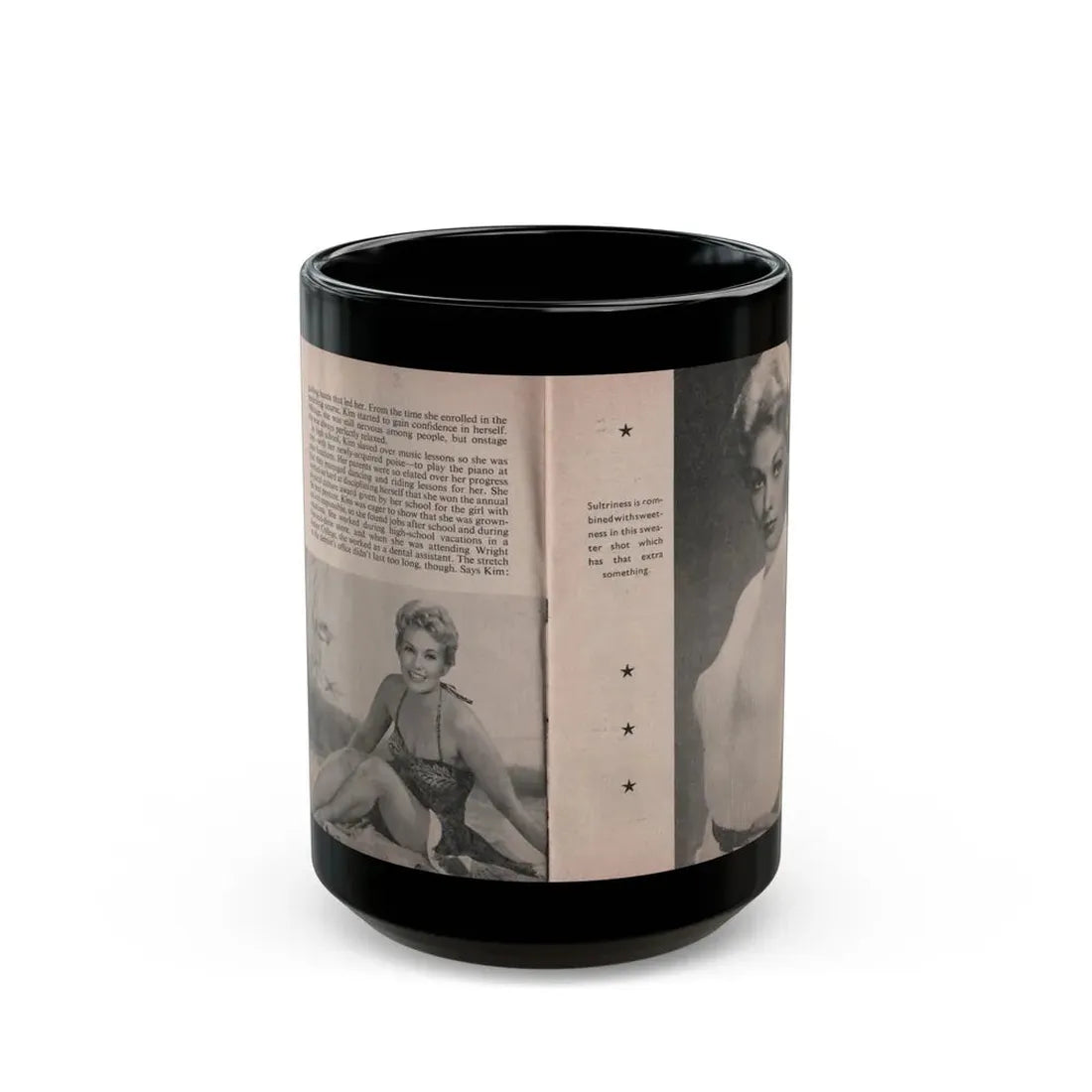 Kim Novak #145 - Scanned Mag. 66 Photos (Vintage Female Icon) Black Coffee Mug 15oz - Go Mug Yourself