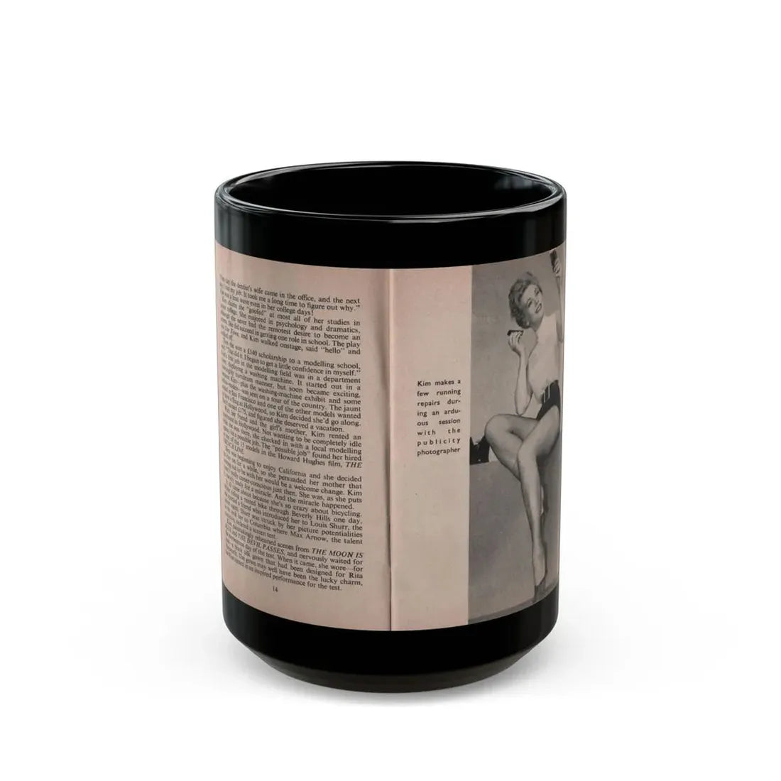 Kim Novak #146 - Scanned Mag. 66 Photos (Vintage Female Icon) Black Coffee Mug 15oz - Go Mug Yourself