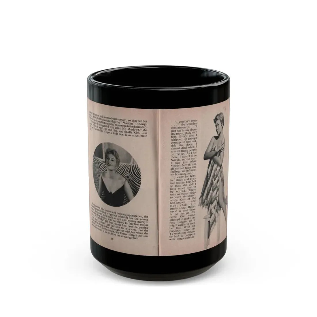 Kim Novak #148 - Scanned Mag. 66 Photos (Vintage Female Icon) Black Coffee Mug 15oz - Go Mug Yourself