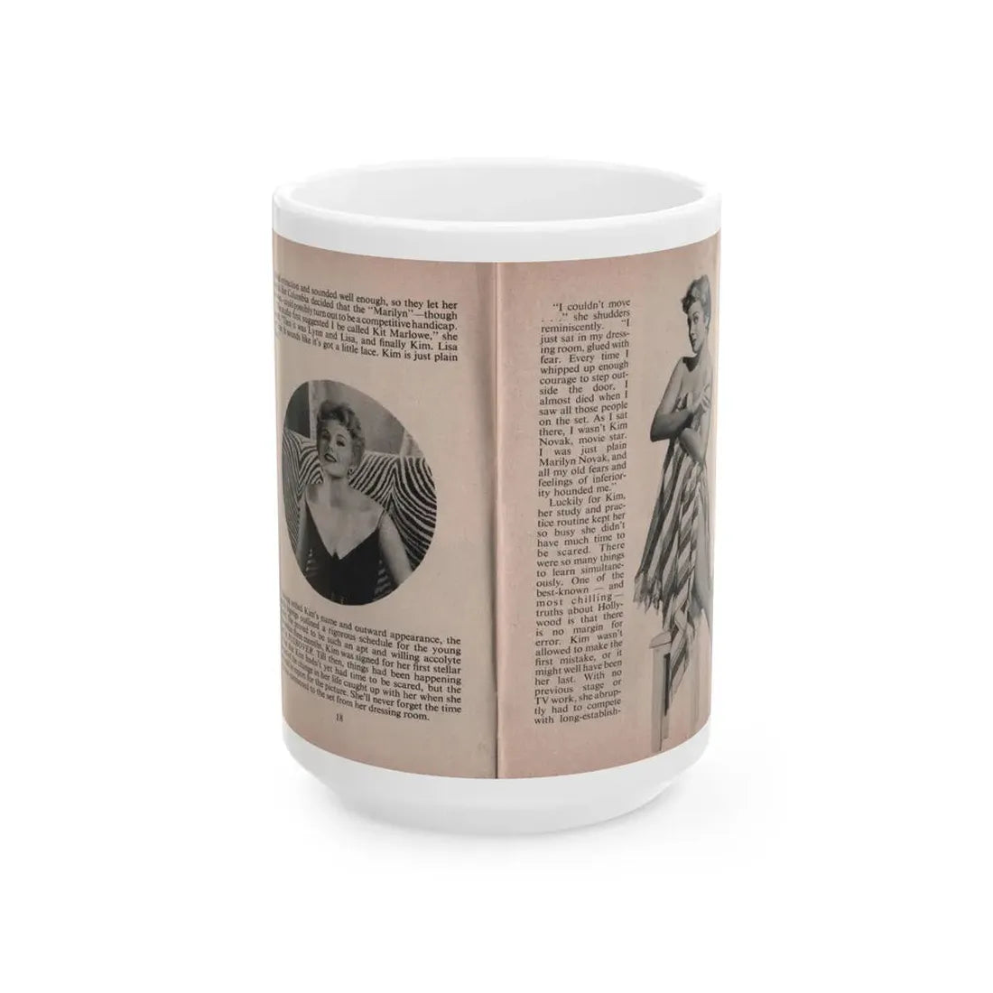 Kim Novak #148 - Scanned Mag. 66 Photos (Vintage Female Icon) White Coffee Mug 15oz - Go Mug Yourself