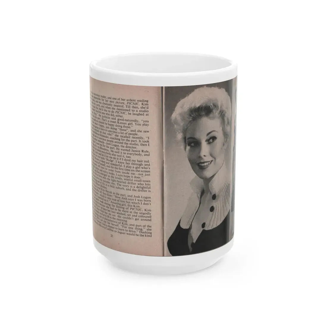 Kim Novak #150 - Scanned Mag. 66 Photos (Vintage Female Icon) White Coffee Mug 15oz - Go Mug Yourself