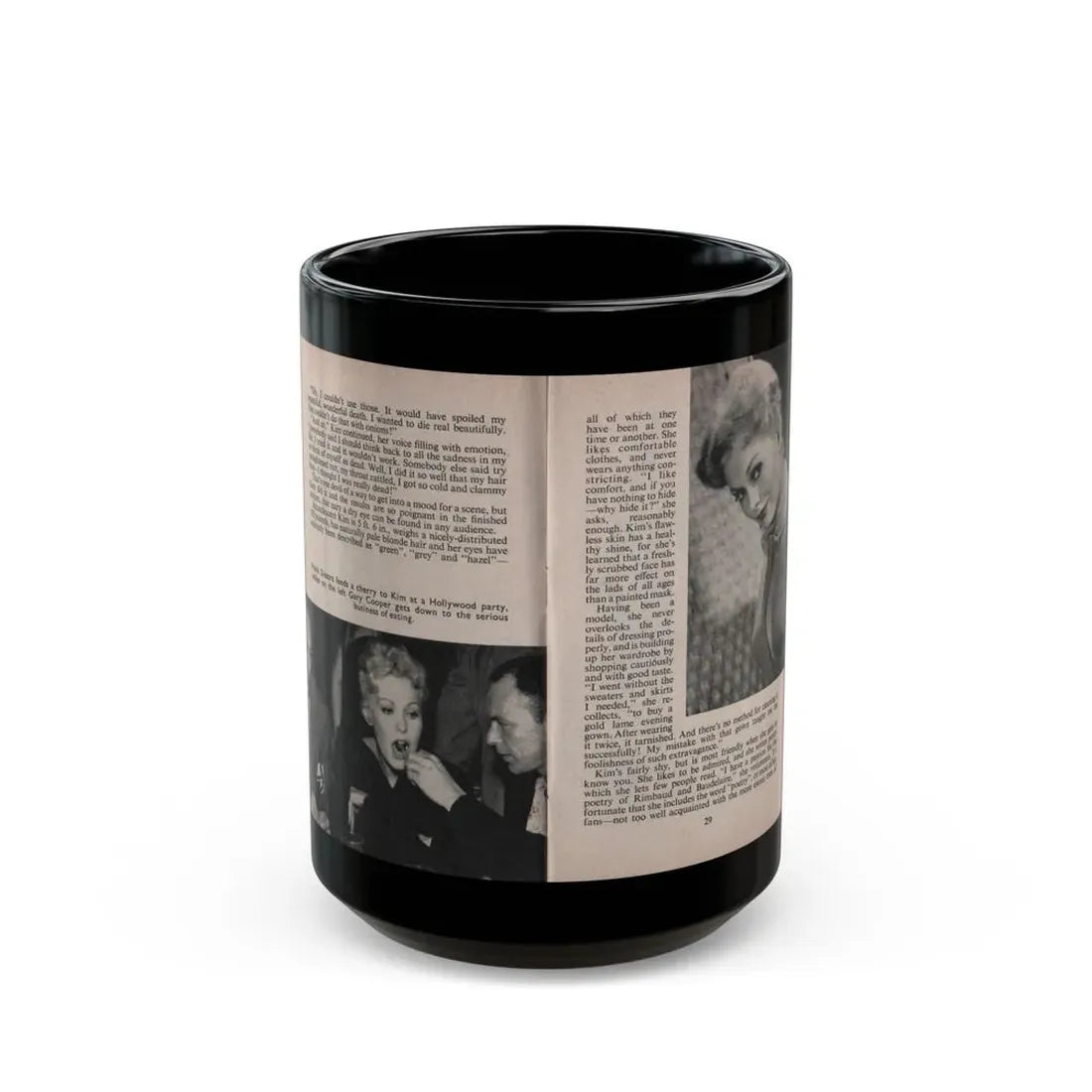 Kim Novak #153 - Scanned Mag. 66 Photos (Vintage Female Icon) Black Coffee Mug 15oz - Go Mug Yourself