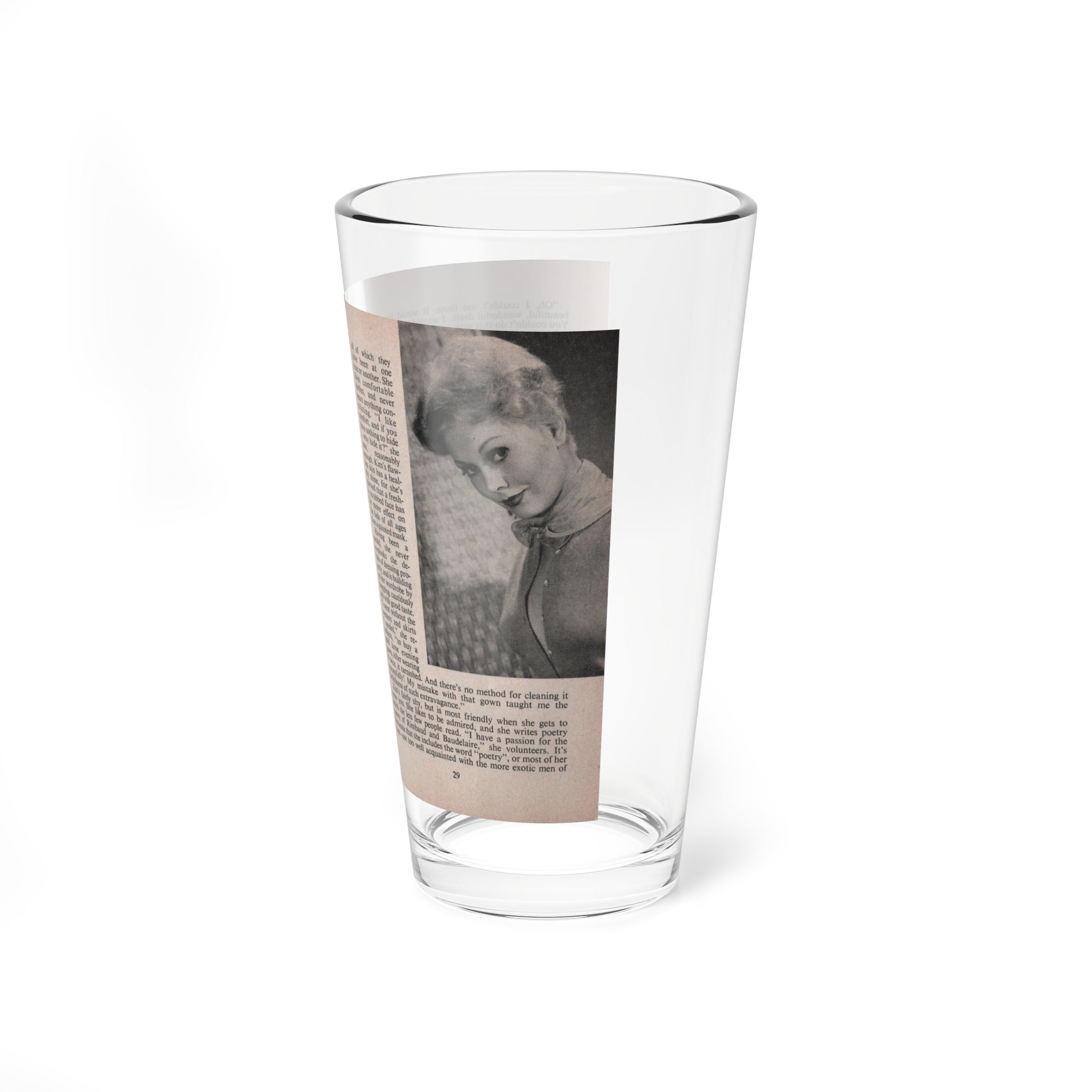 Kim Novak #153 - Scanned Mag. 66 Photos (Vintage Female Icon) Pint Glass 16oz-Go Mug Yourself