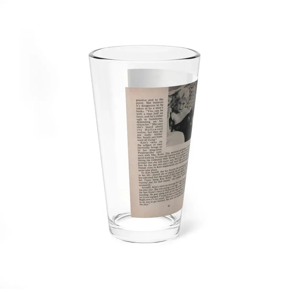 Kim Novak #159 - Scanned Mag. 66 Photos (Vintage Female Icon) Pint Glass 16oz - Go Mug Yourself