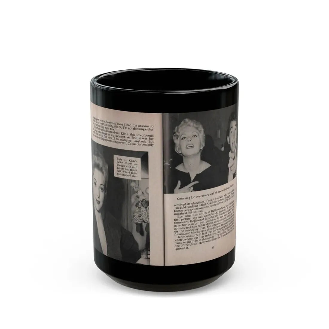 Kim Novak #160 - Scanned Mag. 66 Photos 1 (Vintage Female Icon) Black Coffee Mug 15oz - Go Mug Yourself