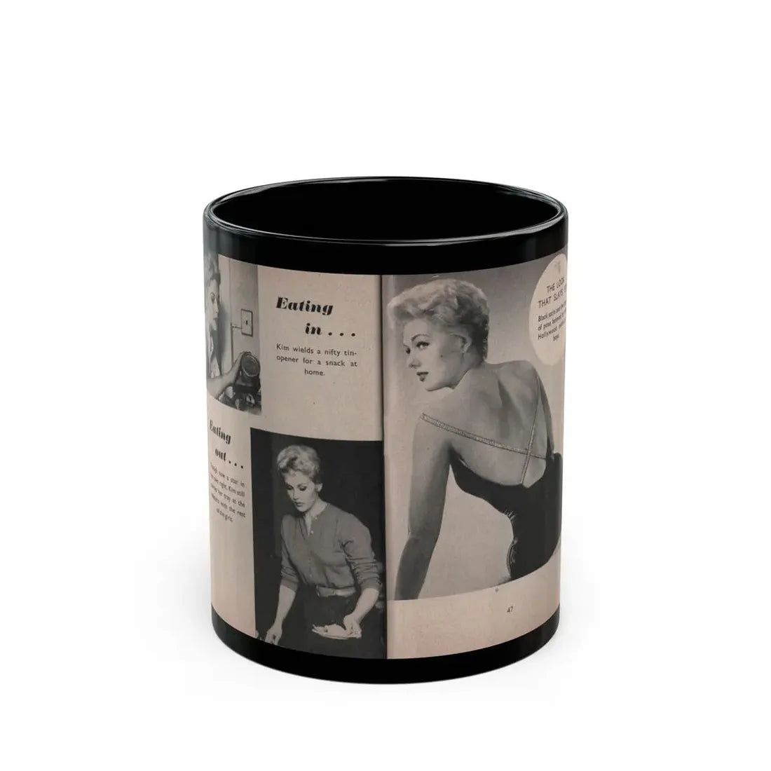 Kim Novak #161 - Scanned Mag. 66 Photos (Vintage Female Icon) Black Coffee Mug 11oz - Go Mug Yourself