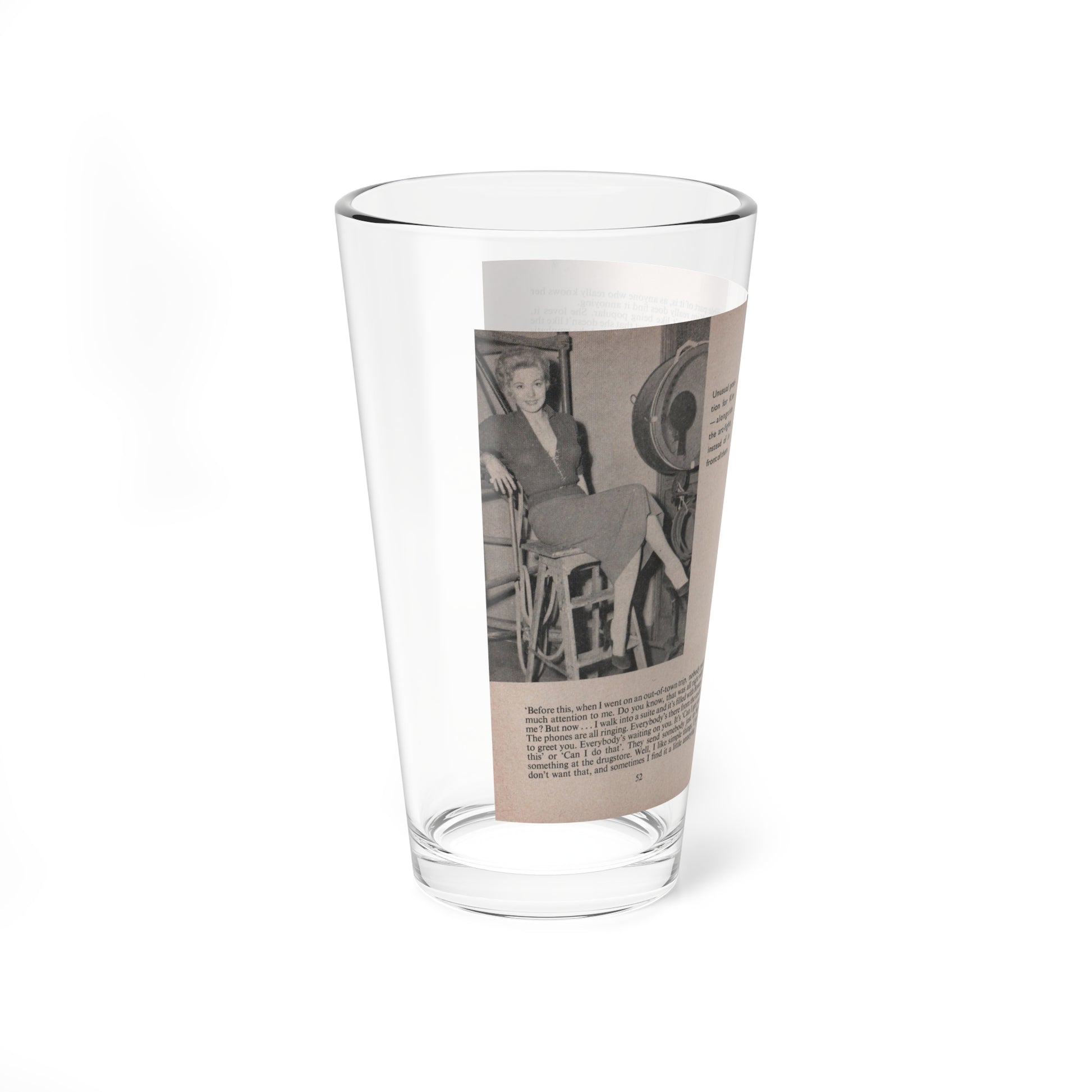 Kim Novak #163 - Scanned Mag. 66 Photos (Vintage Female Icon) Pint Glass 16oz-Go Mug Yourself