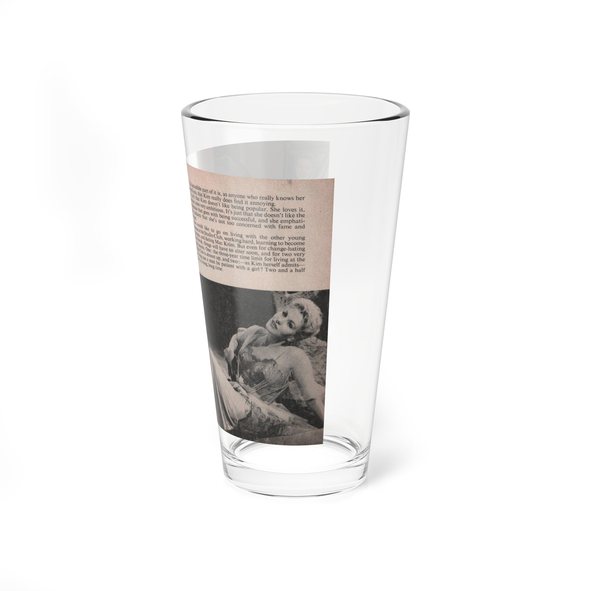 Kim Novak #163 - Scanned Mag. 66 Photos (Vintage Female Icon) Pint Glass 16oz-Go Mug Yourself
