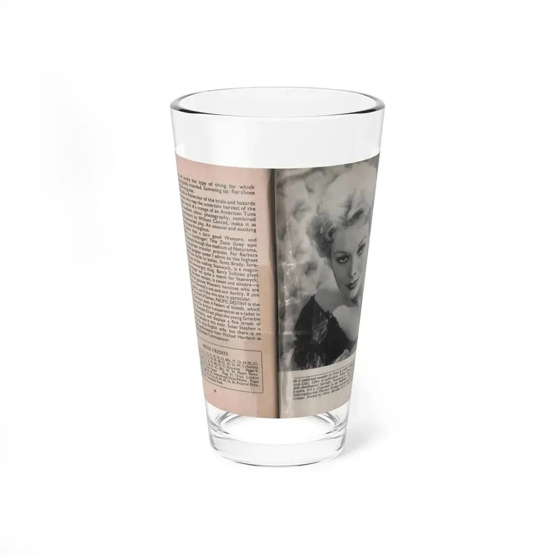Kim Novak #169 - Scanned Mag. 66 Photos (Vintage Female Icon) Pint Glass 16oz 16oz - Go Mug Yourself