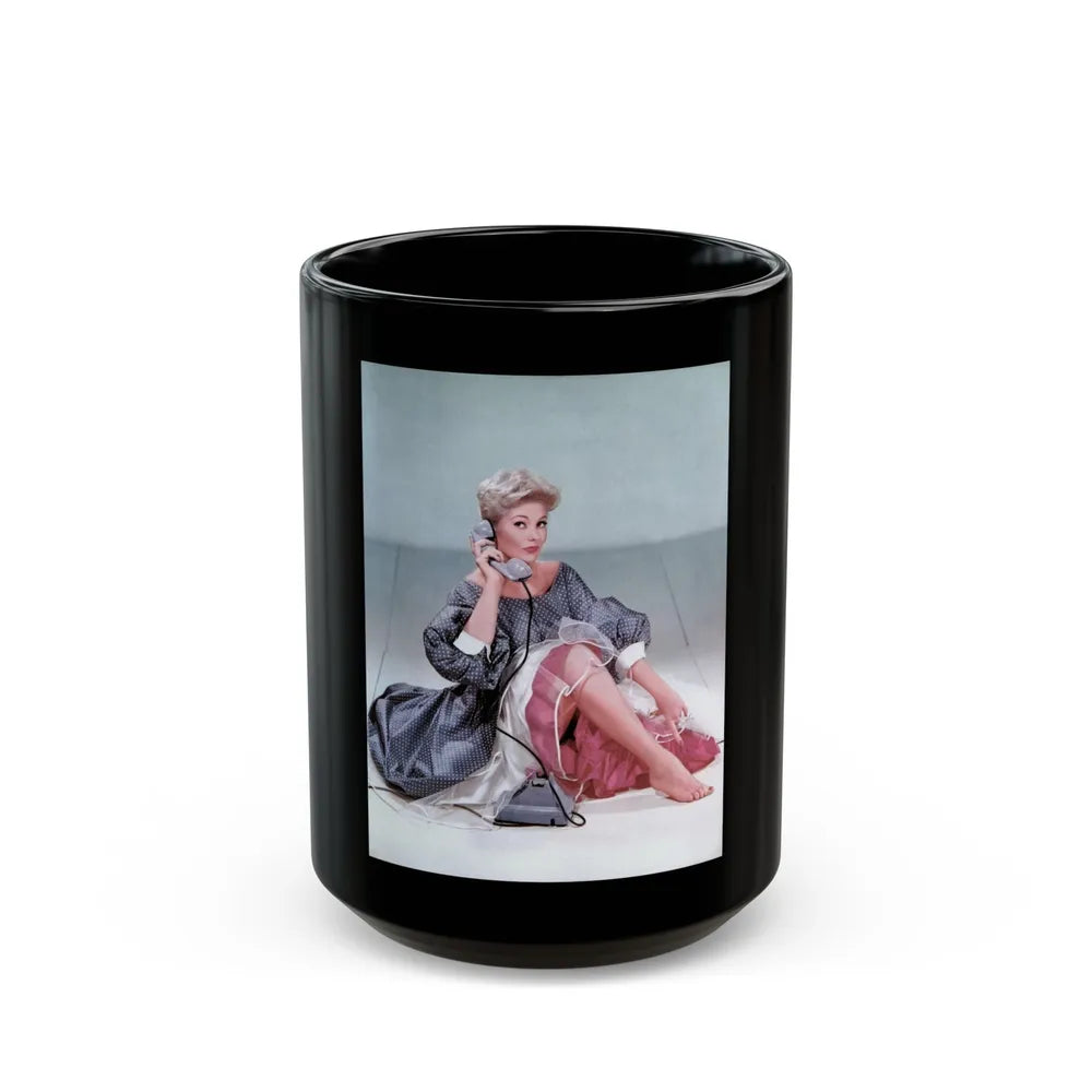 Kim Novak #187 (Vintage Female Icon) Black Coffee Mug-15oz-Go Mug Yourself