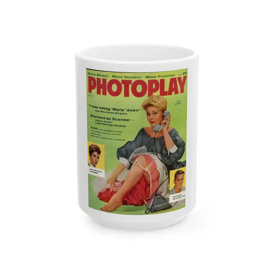 Kim Novak #188 - Mag. Cover (Vintage Female Icon) White Coffee Mug 15oz - Go Mug Yourself