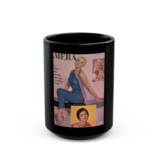 Kim Novak #190 (Vintage Female Icon) Black Coffee Mug-15oz-Go Mug Yourself