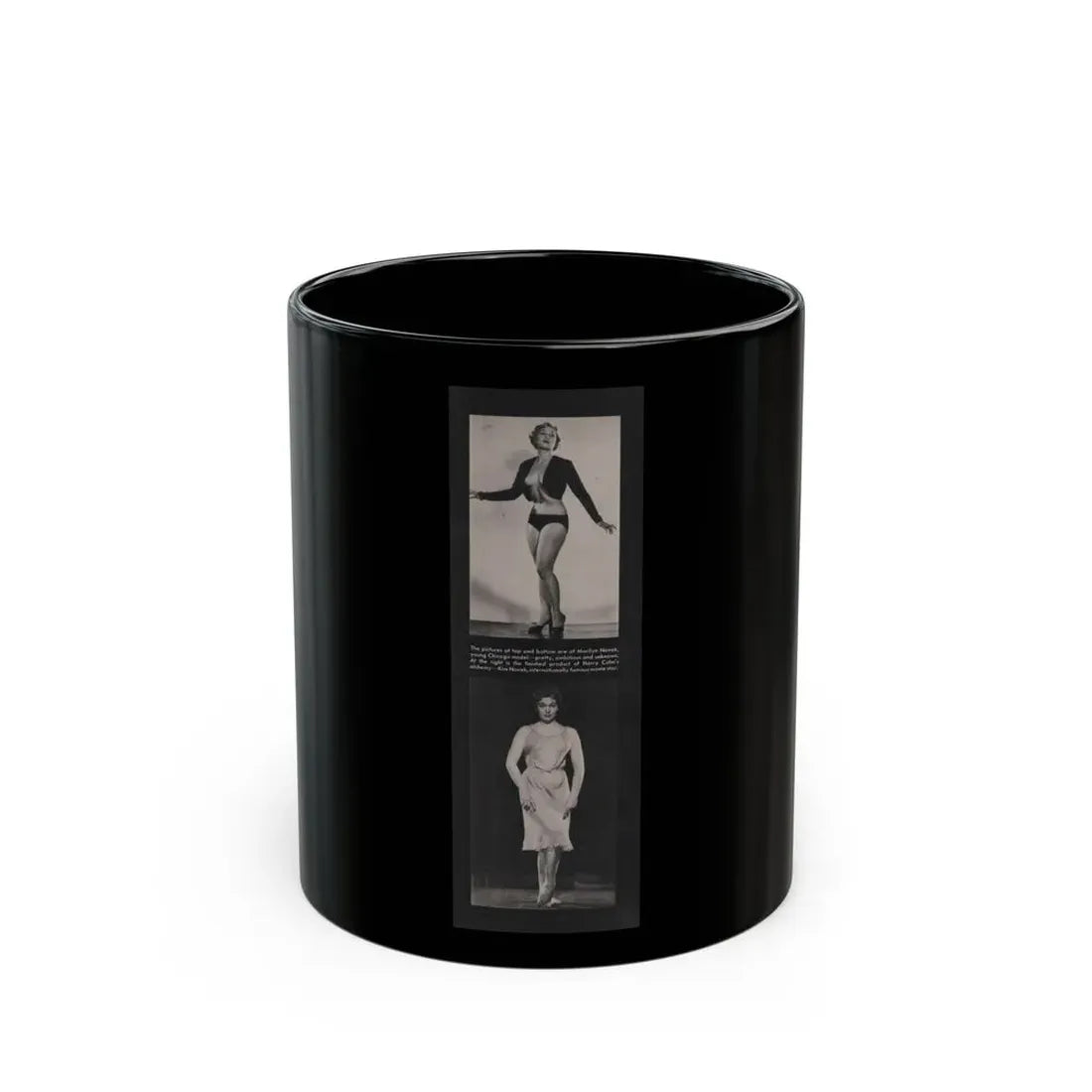 Kim Novak #209 - Playboy Mag. Oct. '59 - 2 B&W Photos (Vintage Female Icon) Black Coffee Mug 11oz - Go Mug Yourself