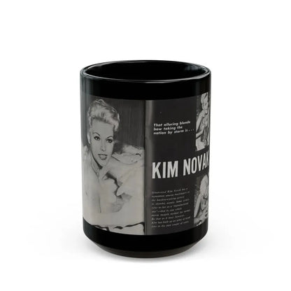 Kim Novak #217 - Pose! Pocket Mag. July '58 - 3 B&W Photos & Short Article (Vintage Female Icon) Black Coffee Mug 15oz - Go Mug Yourself
