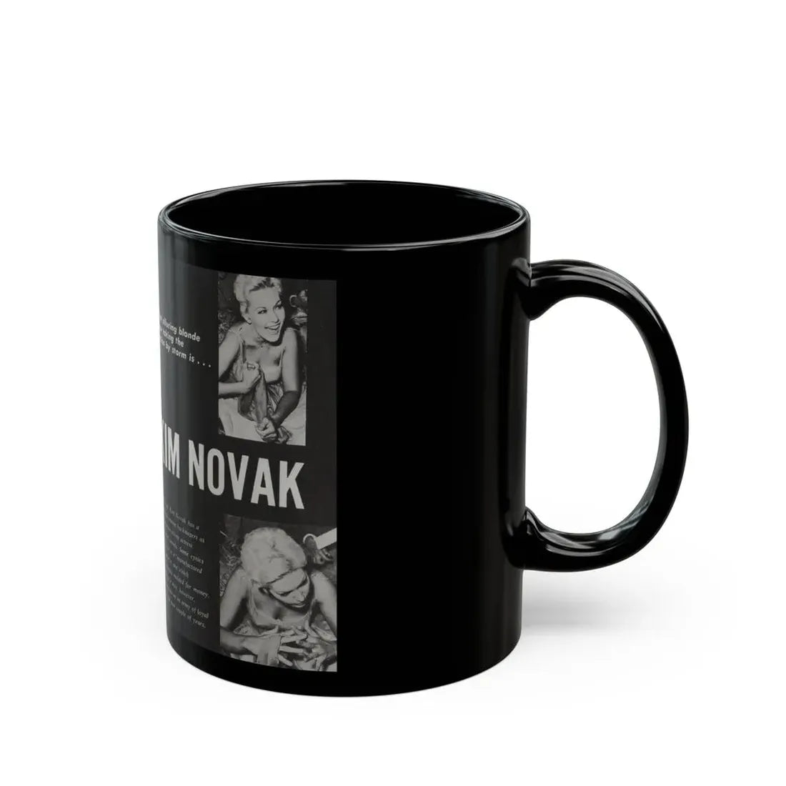 Kim Novak #217 - Pose! Pocket Mag. July '58 - 3 B&W Photos & Short Article (Vintage Female Icon) Black Coffee Mug - Go Mug Yourself