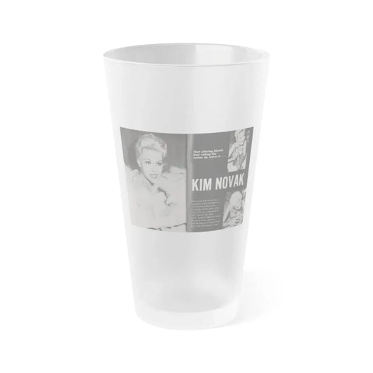 Kim Novak #217 - Pose! Pocket Mag. July '58 - 3 B&W Photos & Short Article (Vintage Female Icon) Frosted Pint Glass 16oz 16oz Frosted - Go Mug Yourself