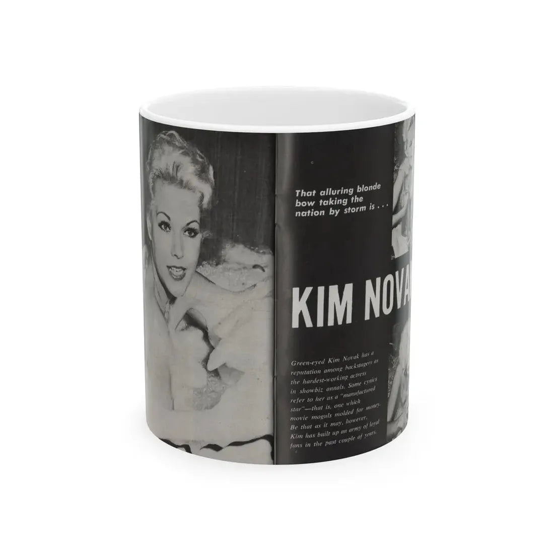 Kim Novak #217 - Pose! Pocket Mag. July '58 - 3 B&W Photos & Short Article (Vintage Female Icon) White Coffee Mug 11oz - Go Mug Yourself