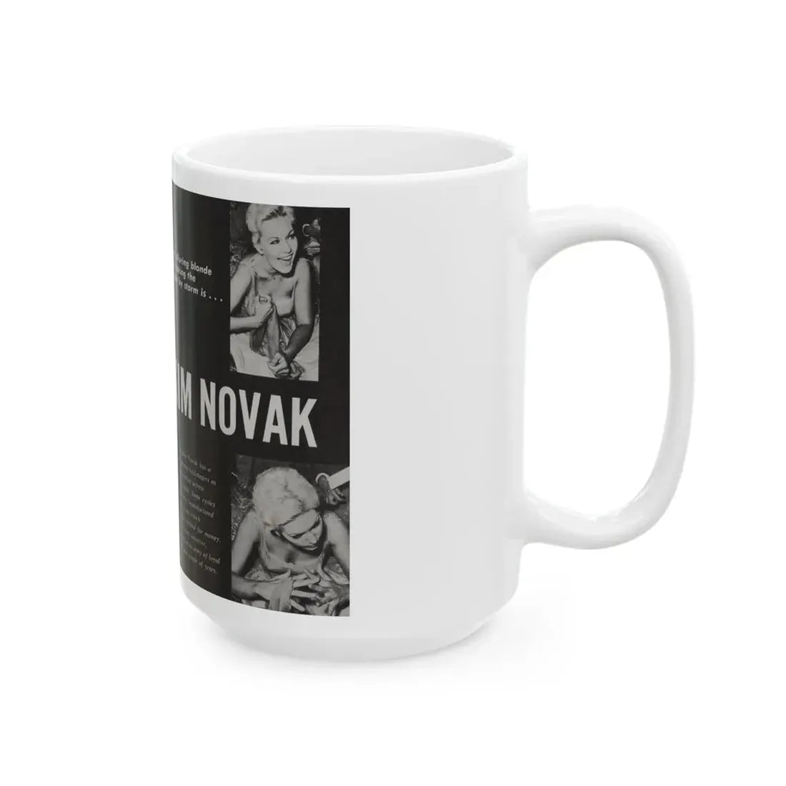 Kim Novak #217 - Pose! Pocket Mag. July '58 - 3 B&W Photos & Short Article (Vintage Female Icon) White Coffee Mug - Go Mug Yourself
