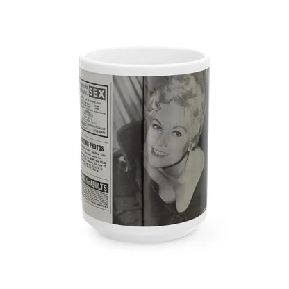 Kim Novak #219 - Pose! Pocket Mag. July '58 - 1 B&W Part Centerfold Photo (Vintage Female Icon) White Coffee Mug 15oz - Go Mug Yourself