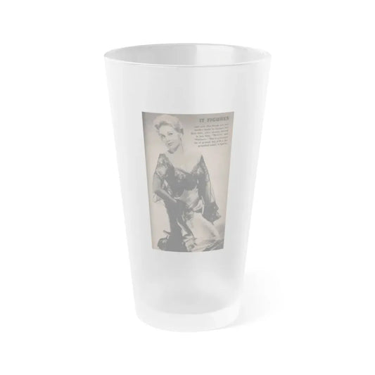 Kim Novak #220 - Tab Mag. April '55 - B&W Photo & Caption (Vintage Female Icon) Frosted Pint Glass 16oz 16oz Frosted - Go Mug Yourself