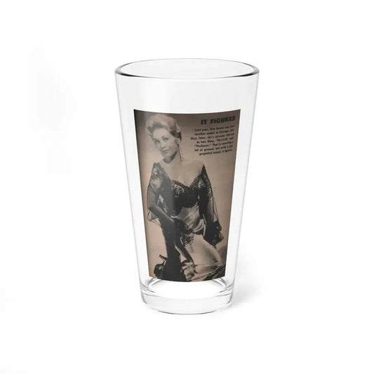 Kim Novak #220 - Tab Mag. April '55 - B&W Photo & Caption (Vintage Female Icon) Pint Glass 16oz 16oz - Go Mug Yourself