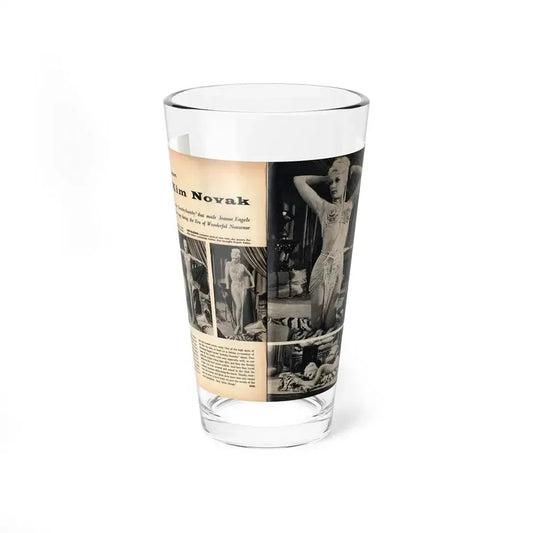 Kim Novak #242 - Pages 12 & 13 Pages 1 & 2 of 2 with, 5 B&W Pics of Kim from Jeanne Eagles '57 Film from SEE For Men Mag. Nov. '57 (Vintage Female Icon) Pint Glass 16oz 16oz - Go Mug Yourself