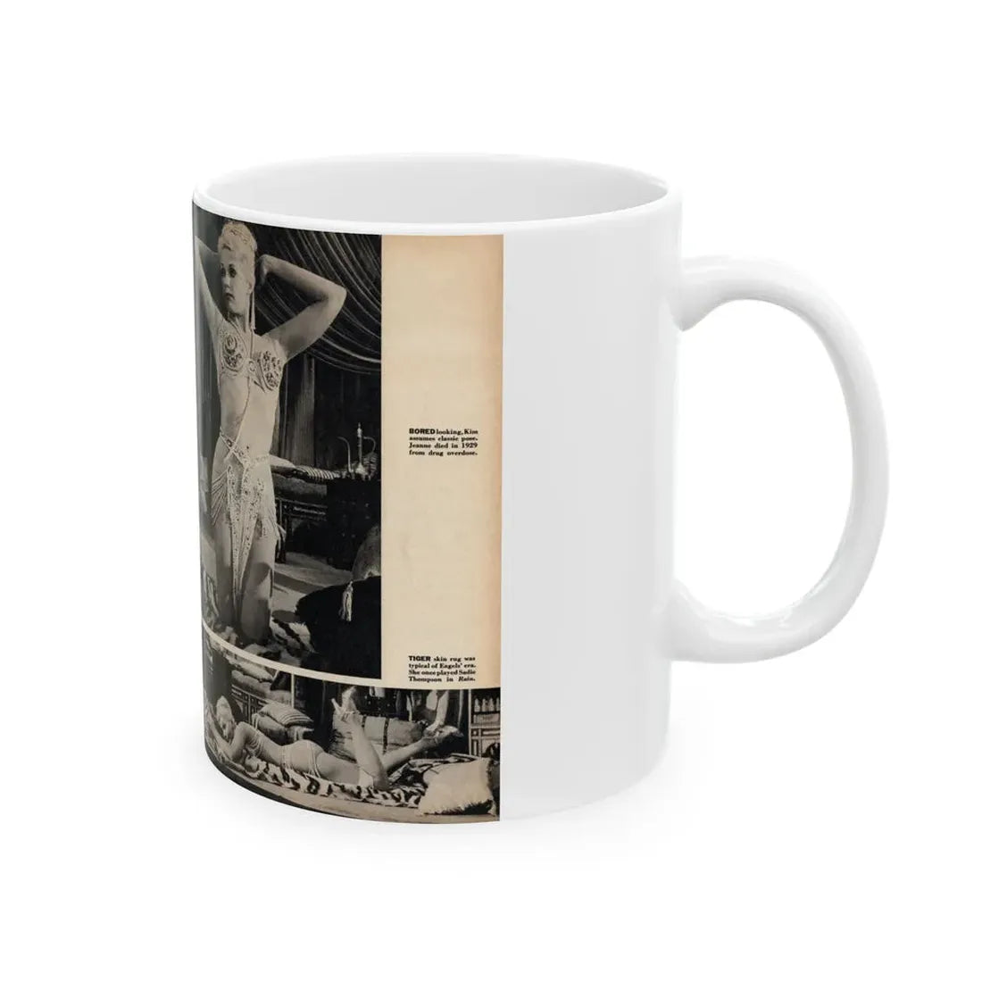 Kim Novak #242 - Pages 12 & 13 Pages 1 & 2 of 2 with, 5 B&W Pics of Kim from Jeanne Eagles '57 Film from SEE For Men Mag. Nov. '57 (Vintage Female Icon) White Coffee Mug - Go Mug Yourself