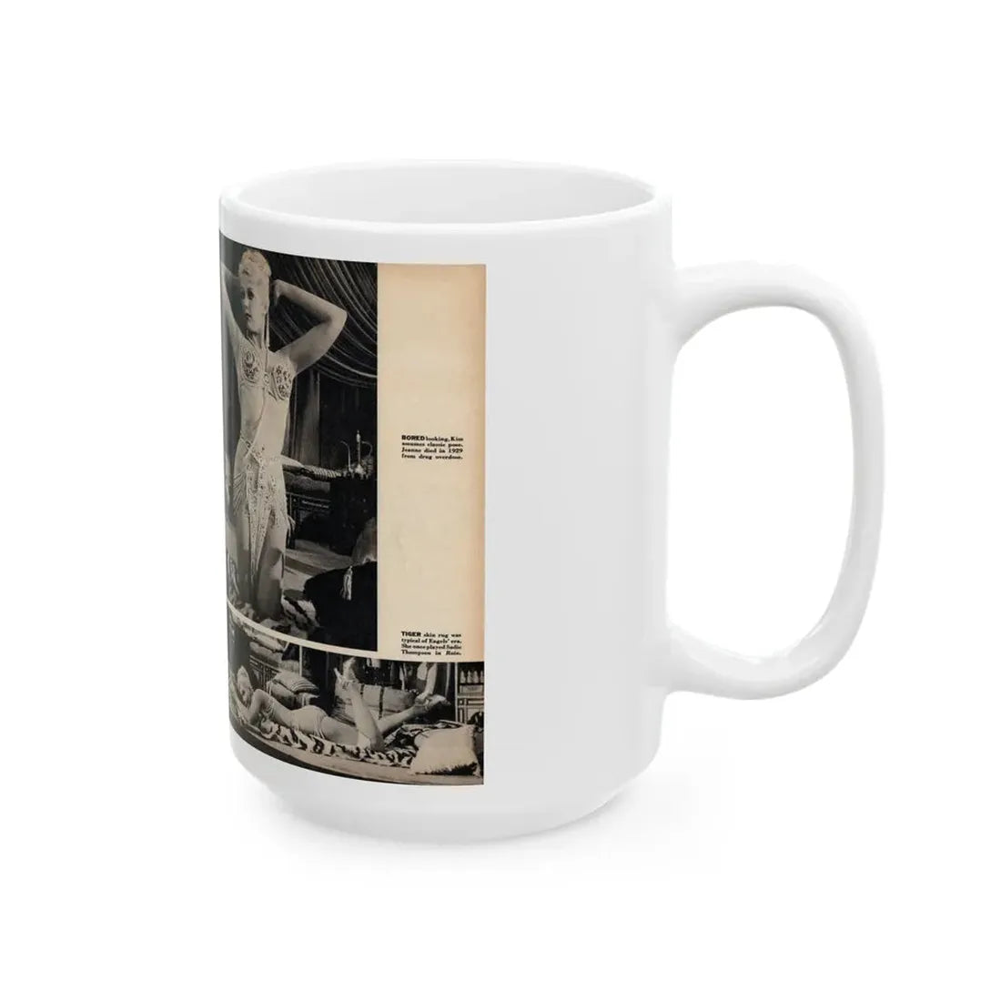 Kim Novak #242 - Pages 12 & 13 Pages 1 & 2 of 2 with, 5 B&W Pics of Kim from Jeanne Eagles '57 Film from SEE For Men Mag. Nov. '57 (Vintage Female Icon) White Coffee Mug - Go Mug Yourself