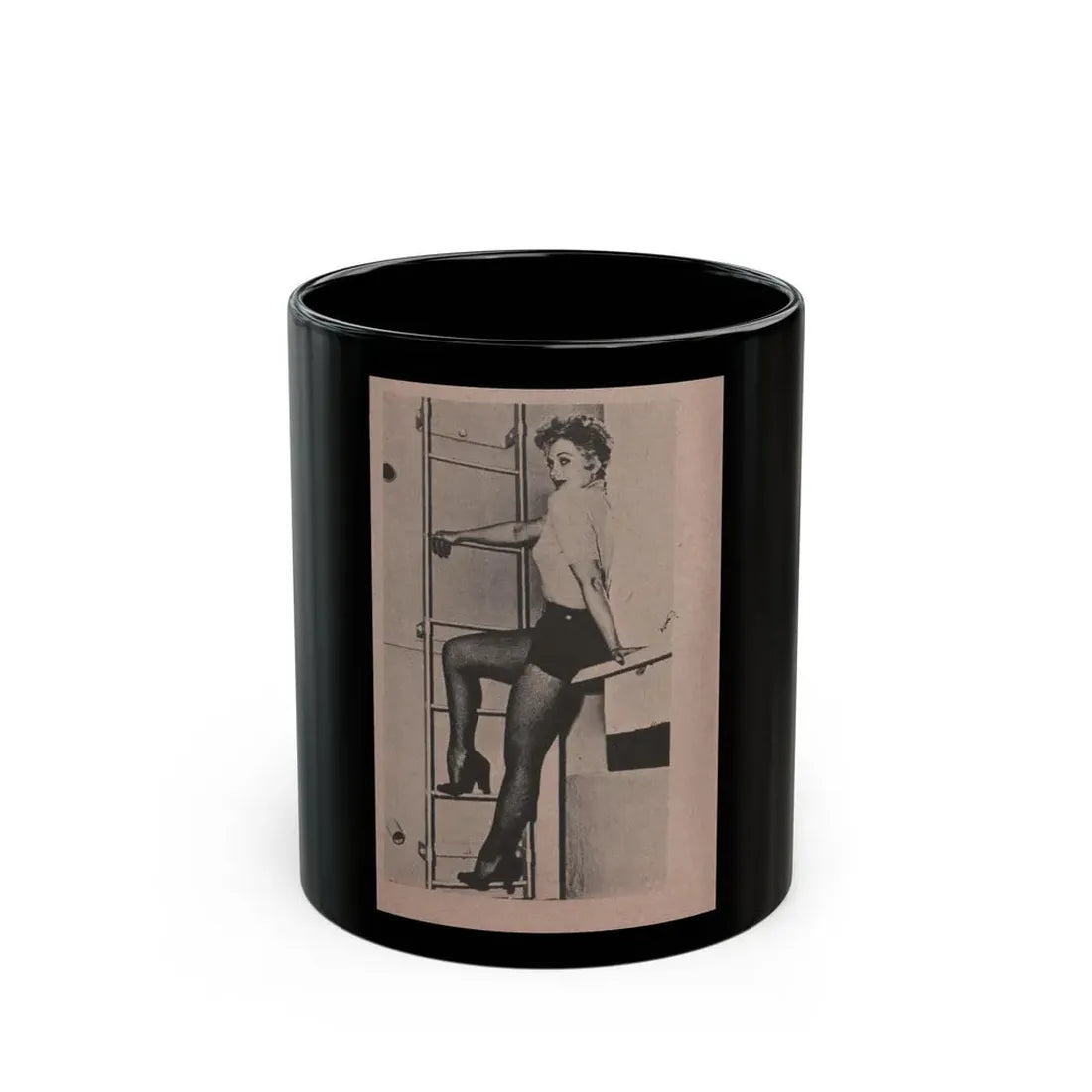 Kim Novak #250 - Bold Mag. Jan. '56 - 1 B&W Photo (Vintage Female Icon) Black Coffee Mug 11oz - Go Mug Yourself