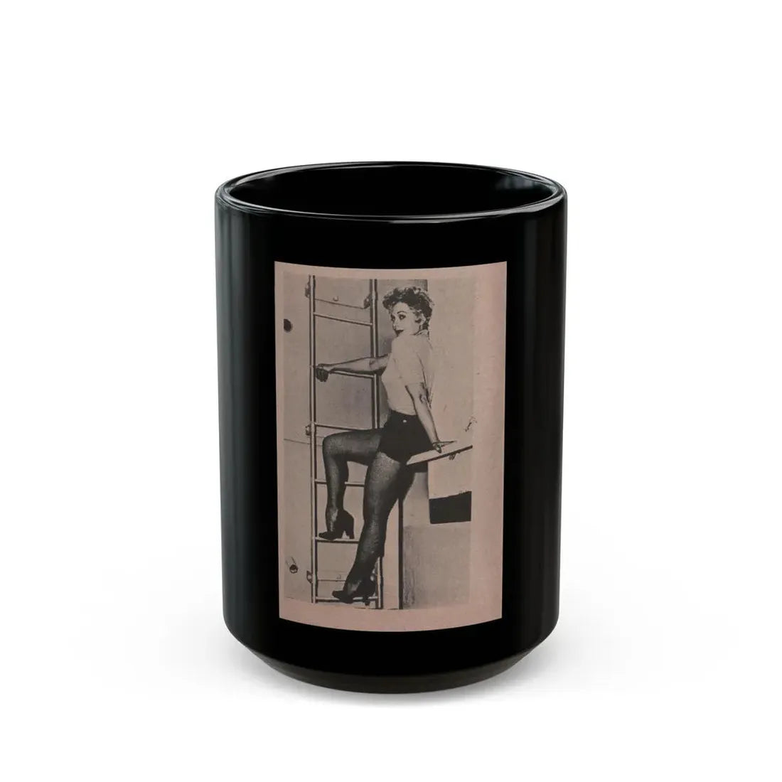 Kim Novak #250 - Bold Mag. Jan. '56 - 1 B&W Photo (Vintage Female Icon) Black Coffee Mug 15oz - Go Mug Yourself