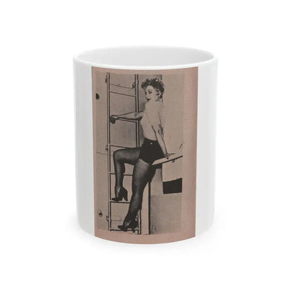 Kim Novak #250 - Bold Mag. Jan. '56 - 1 B&W Photo (Vintage Female Icon) White Coffee Mug 11oz - Go Mug Yourself