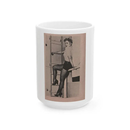 Kim Novak #250 - Bold Mag. Jan. '56 - 1 B&W Photo (Vintage Female Icon) White Coffee Mug 15oz - Go Mug Yourself