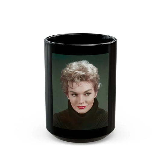 Kim Novak #304 (Vintage Female Icon) Black Coffee Mug-15oz-Go Mug Yourself