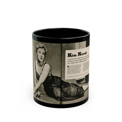 Kim Novak #383 - Fabulous Females Mag. Issue #1 '55 - 1 B&W Centerfold (Vintage Female Icon) Black Coffee Mug 11oz - Go Mug Yourself
