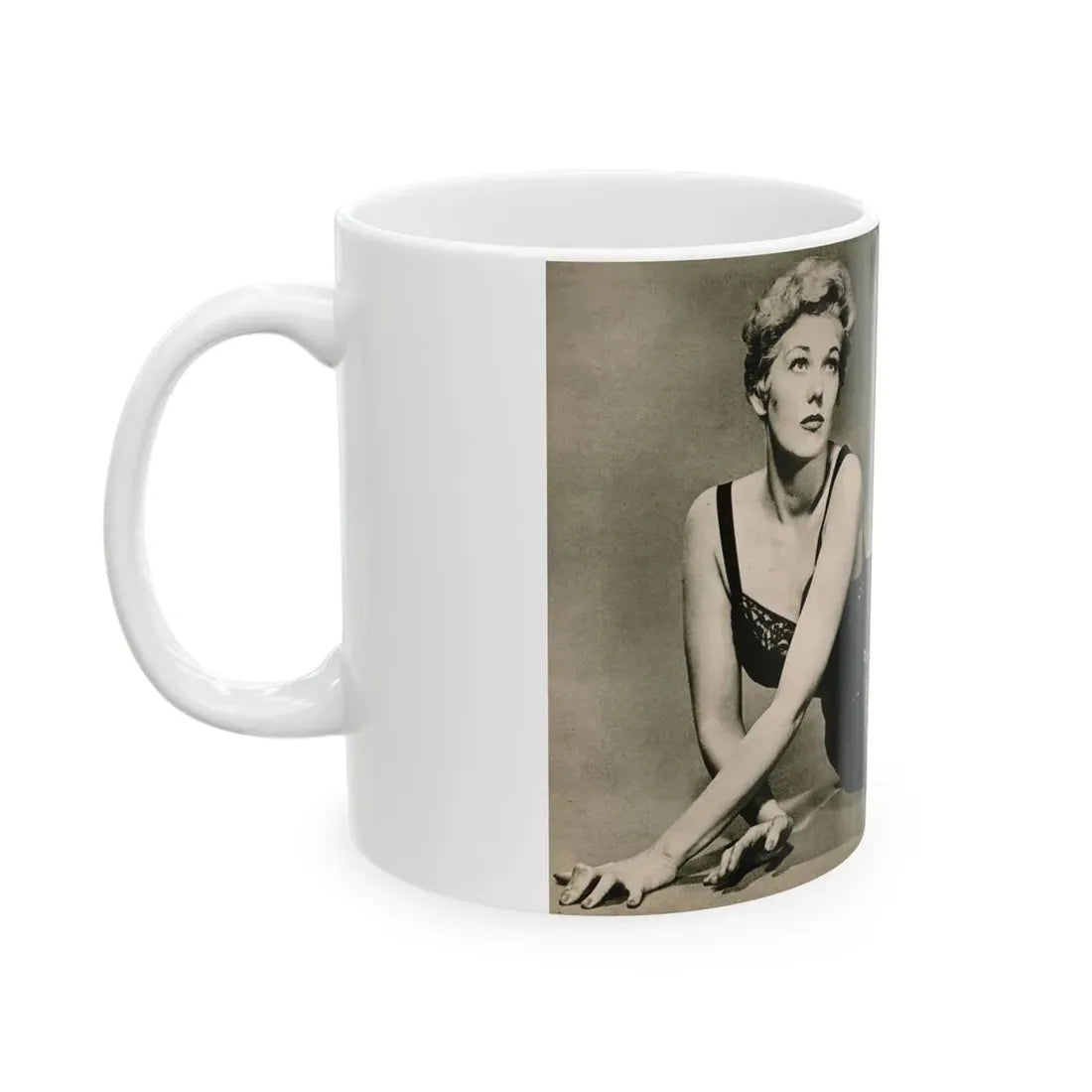 Kim Novak #383 - Fabulous Females Mag. Issue #1 '55 - 1 B&W Centerfold (Vintage Female Icon) White Coffee Mug - Go Mug Yourself