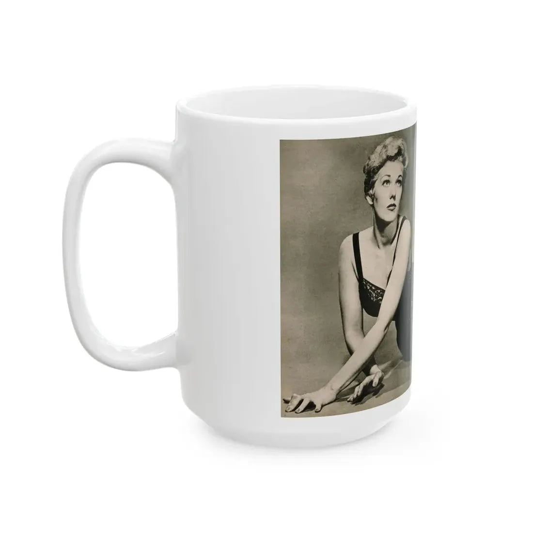 Kim Novak #383 - Fabulous Females Mag. Issue #1 '55 - 1 B&W Centerfold (Vintage Female Icon) White Coffee Mug - Go Mug Yourself