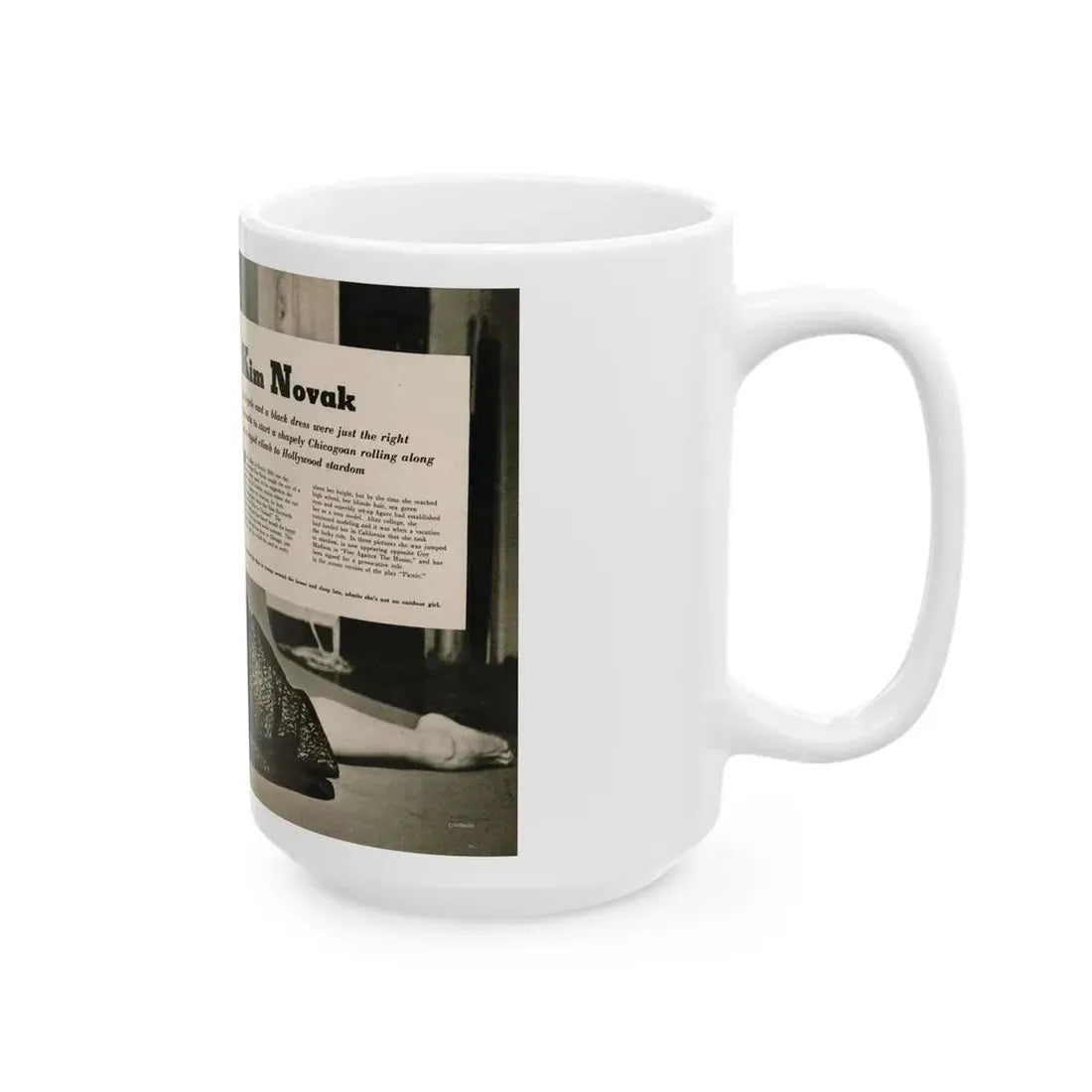 Kim Novak #383 - Fabulous Females Mag. Issue #1 '55 - 1 B&W Centerfold (Vintage Female Icon) White Coffee Mug - Go Mug Yourself