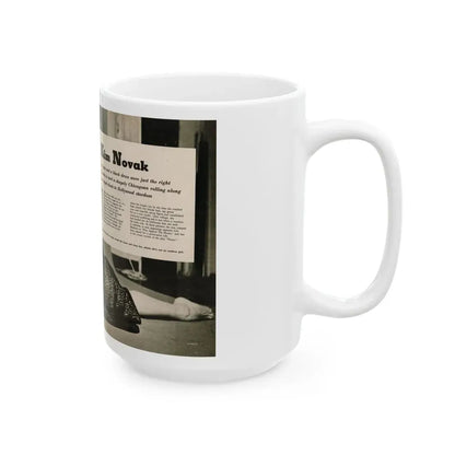 Kim Novak #383 - Fabulous Females Mag. Issue #1 '55 - 1 B&W Centerfold (Vintage Female Icon) White Coffee Mug - Go Mug Yourself