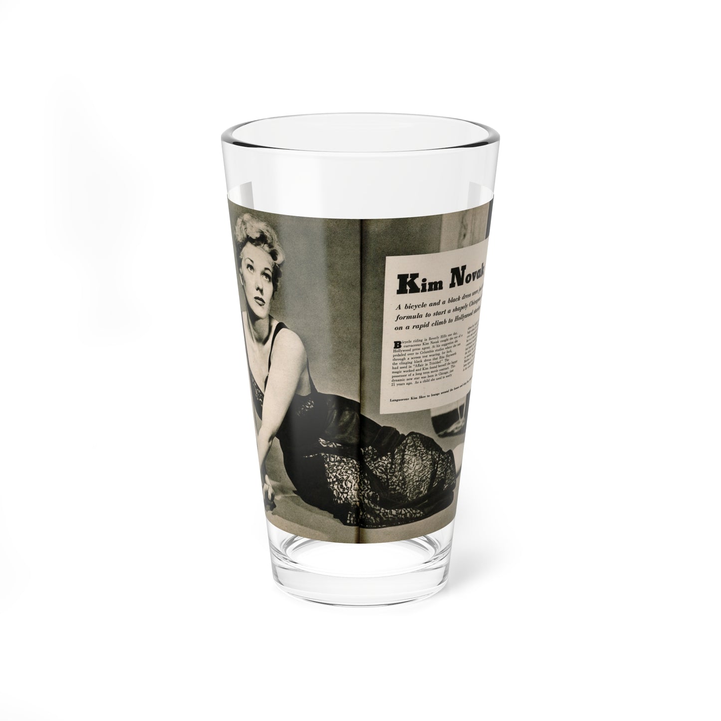 Kim Novak #383 - Fabulous Females Mag. Issue #1 '55 - 1 B&W Centerfold (Vintage Female Icon) Pint Glass 16oz-16oz-Go Mug Yourself