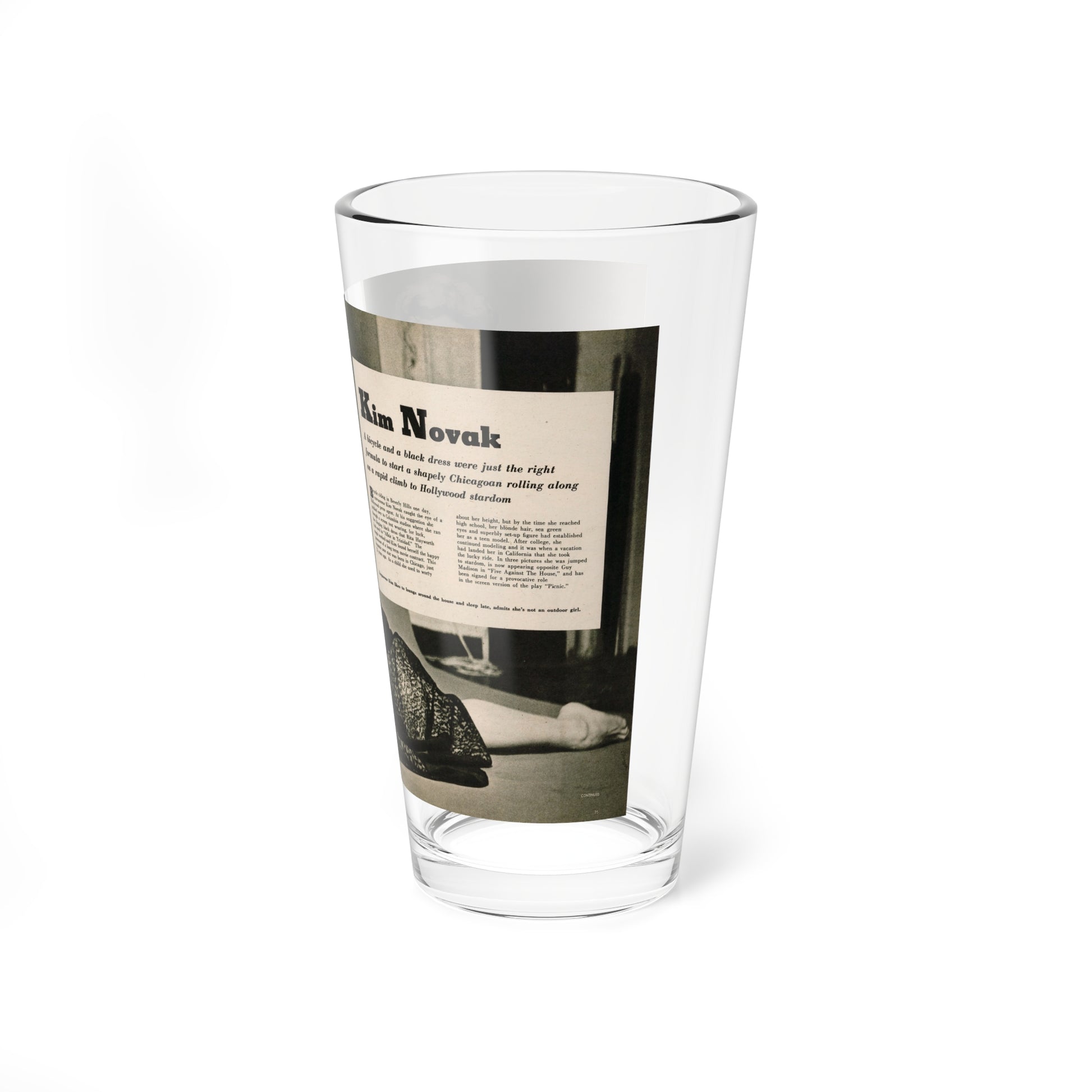 Kim Novak #383 - Fabulous Females Mag. Issue #1 '55 - 1 B&W Centerfold (Vintage Female Icon) Pint Glass 16oz-Go Mug Yourself