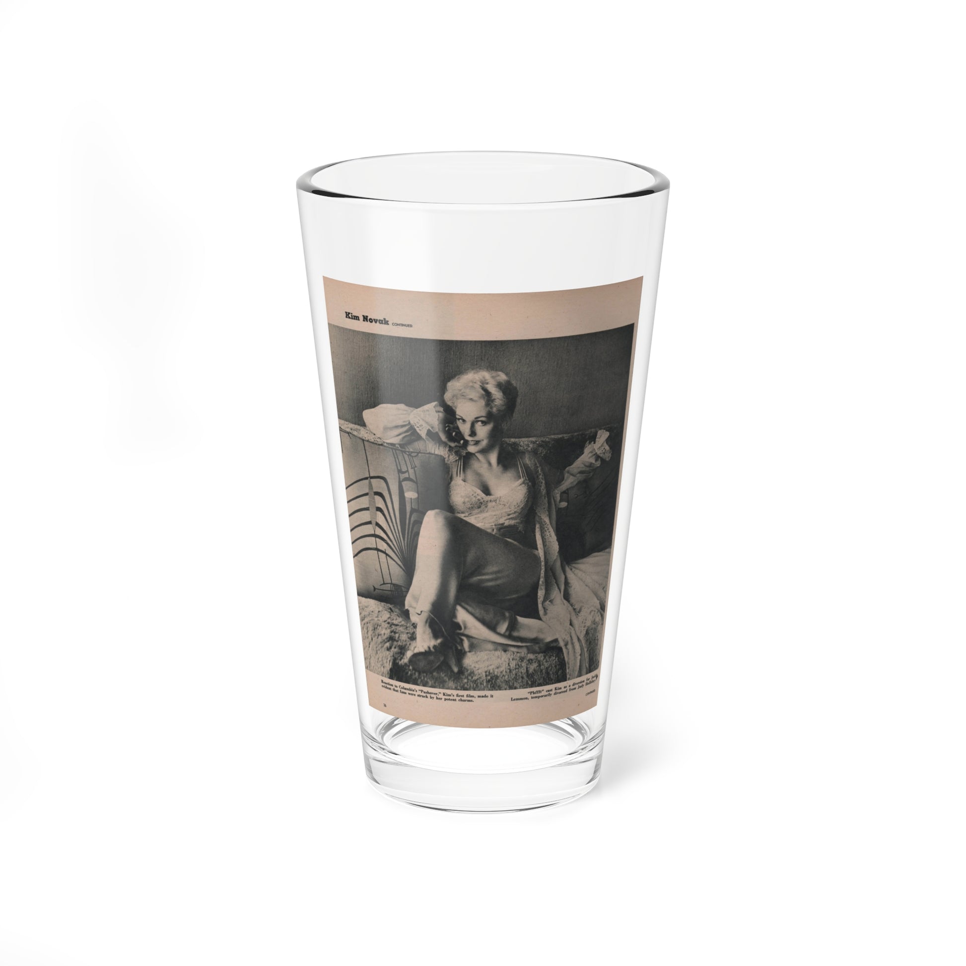 Kim Novak #385 - Fabulous Females Mag. Issue #1 '55 - 1 B&W Photo (Vintage Female Icon) Pint Glass 16oz-16oz-Go Mug Yourself