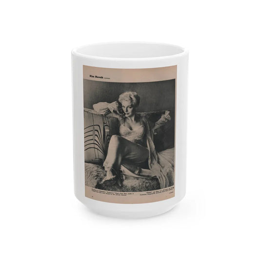 Kim Novak #385 - Fabulous Females Mag. Issue #1 '55 - 1 B&W Photo (Vintage Female Icon) White Coffee Mug-15oz-Go Mug Yourself