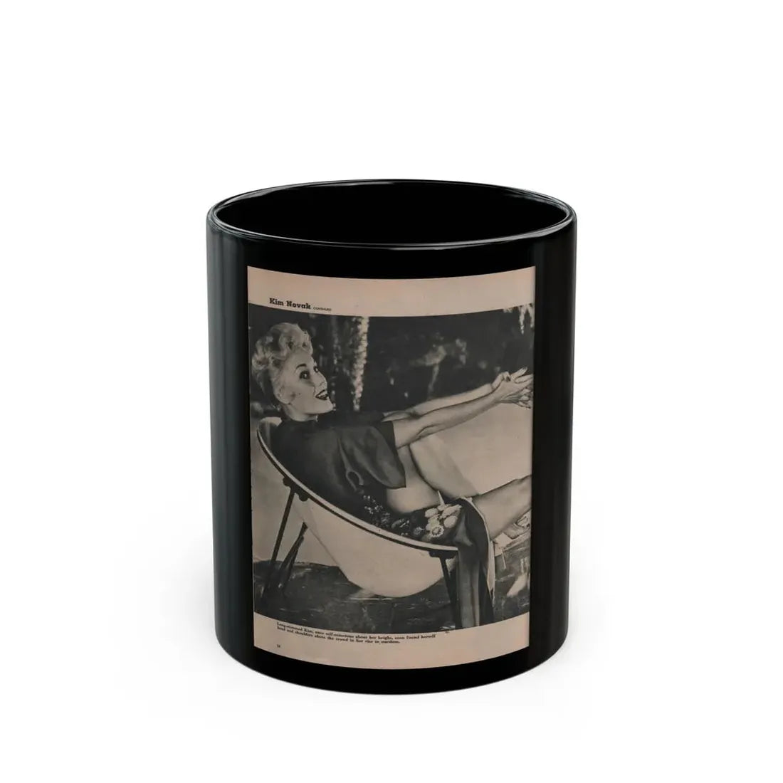 Kim Novak #387 - Fabulous Females Mag. Issue #1 '55 - 1 B&W Photo (Vintage Female Icon) Black Coffee Mug 11oz - Go Mug Yourself