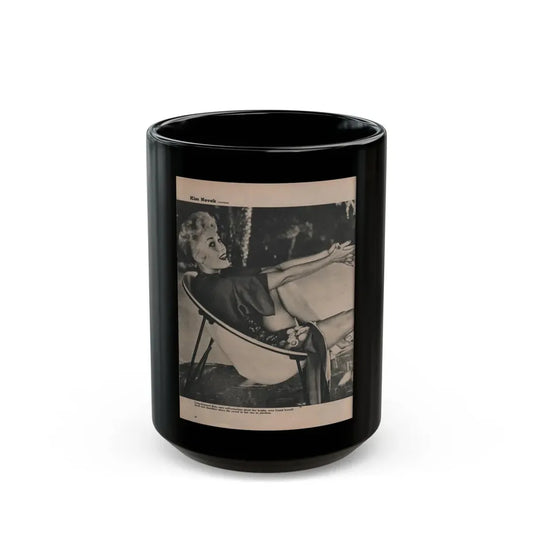 Kim Novak #387 - Fabulous Females Mag. Issue #1 '55 - 1 B&W Photo (Vintage Female Icon) Black Coffee Mug 15oz - Go Mug Yourself
