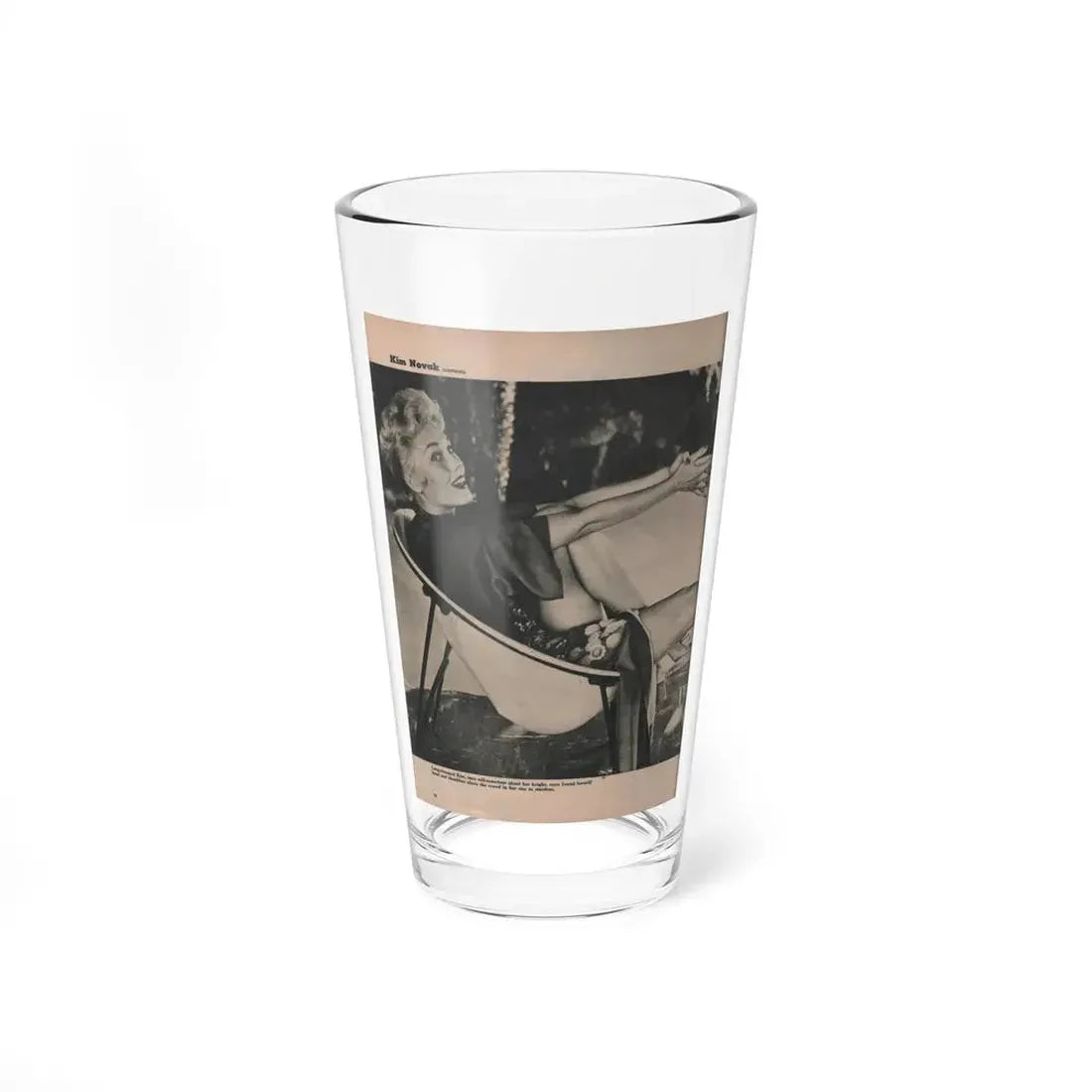 Kim Novak #387 - Fabulous Females Mag. Issue #1 '55 - 1 B&W Photo (Vintage Female Icon) Pint Glass 16oz 16oz - Go Mug Yourself