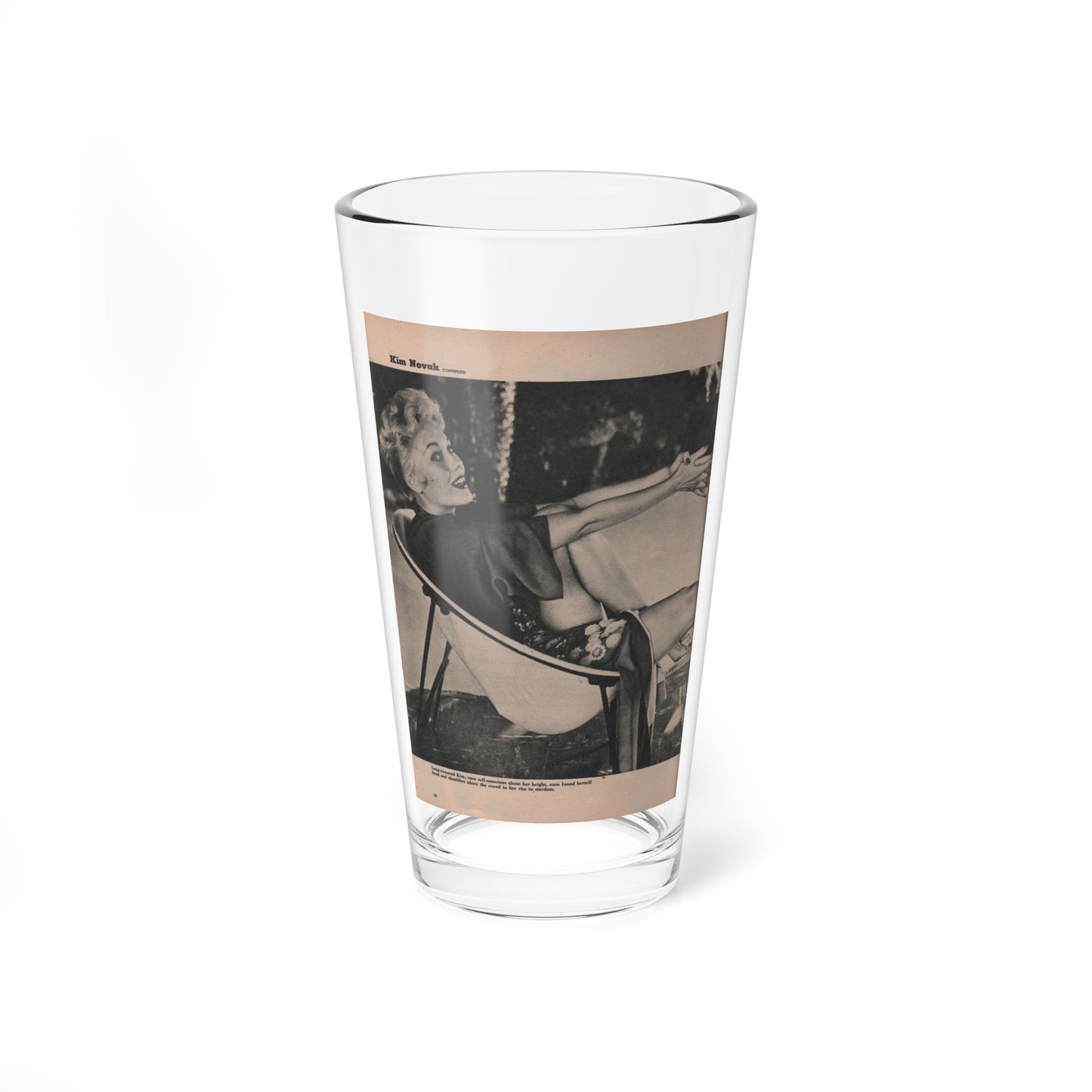 Kim Novak #387 - Fabulous Females Mag. Issue #1 '55 - 1 B&W Photo (Vintage Female Icon) Pint Glass 16oz-16oz-Go Mug Yourself