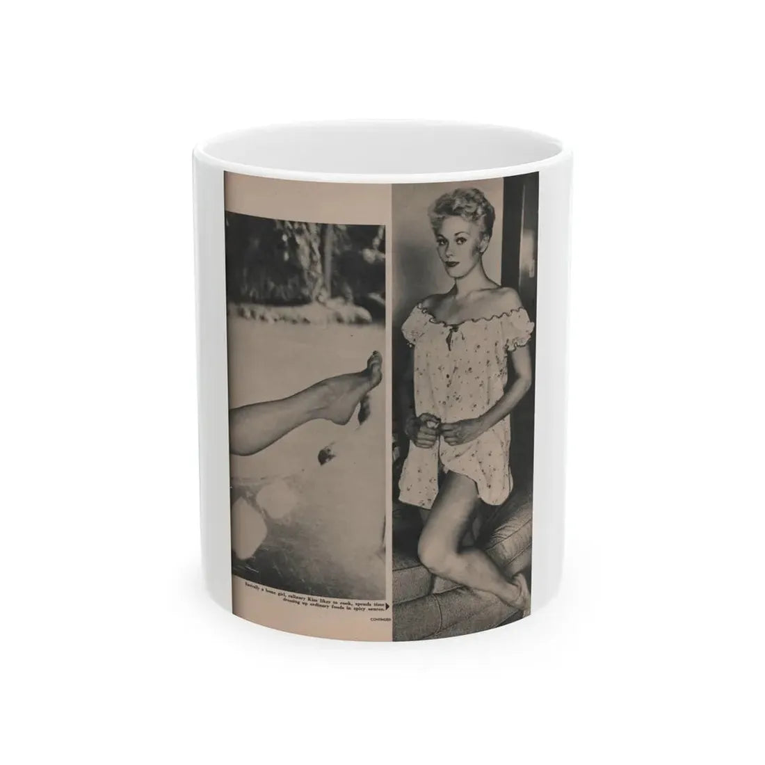 Kim Novak #388 - Fabulous Females Mag. Issue #1 '55 - 1 B&W Photo (Vintage Female Icon) White Coffee Mug 11oz - Go Mug Yourself