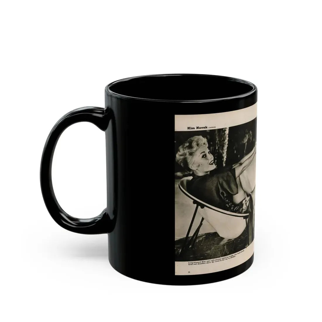Kim Novak #389 - Fabulous Females Mag. Issue #1 '55 - 1 B&W Centerfold & 1 Other (Vintage Female Icon) Black Coffee Mug - Go Mug Yourself