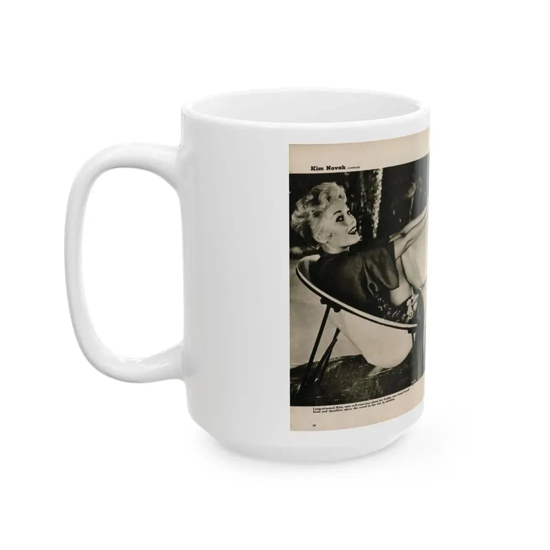 Kim Novak #389 - Fabulous Females Mag. Issue #1 '55 - 1 B&W Centerfold & 1 Other (Vintage Female Icon) White Coffee Mug - Go Mug Yourself