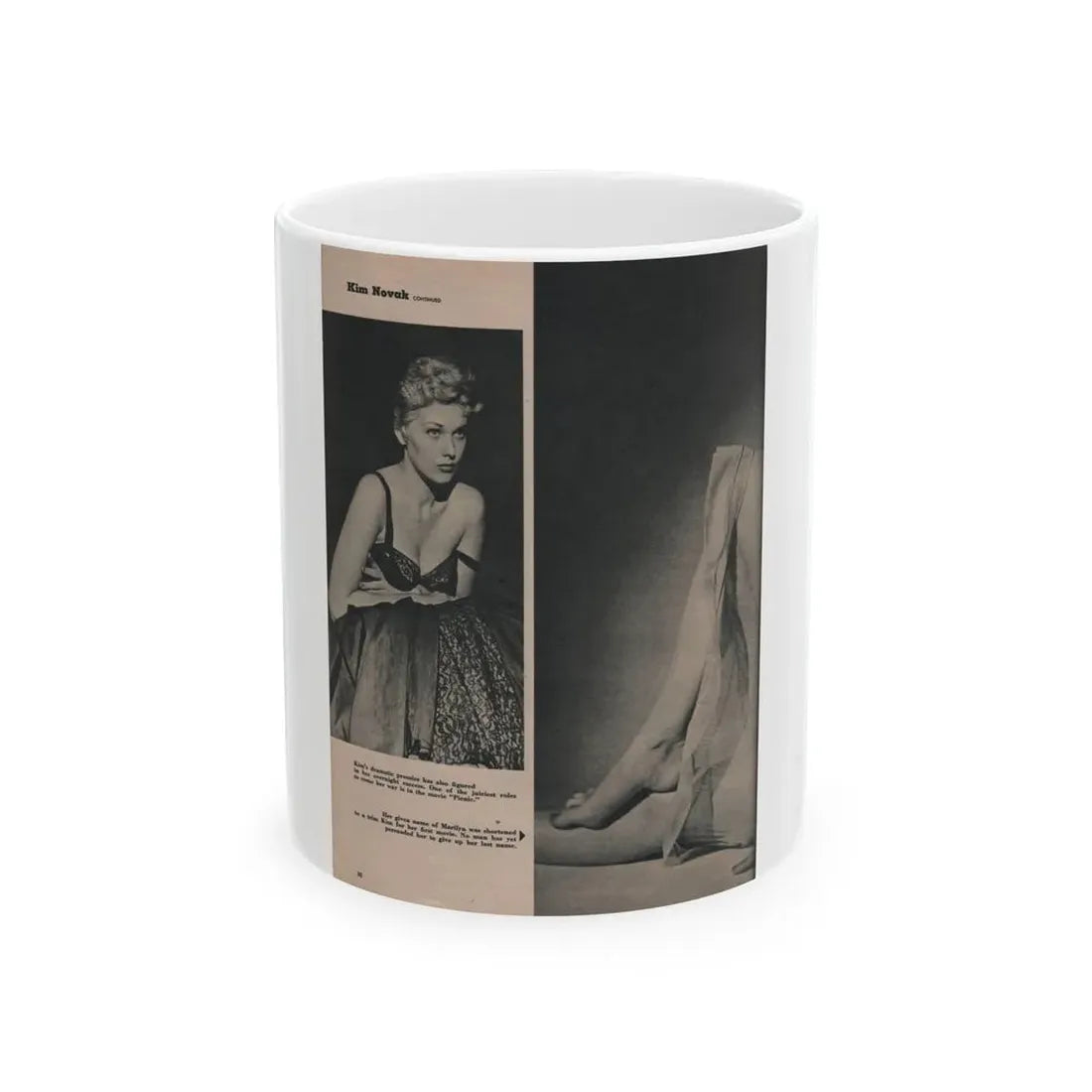 Kim Novak #389 - Fabulous Females Mag. Issue #1 '55 - 1 B&W Photo (Vintage Female Icon) White Coffee Mug 11oz - Go Mug Yourself